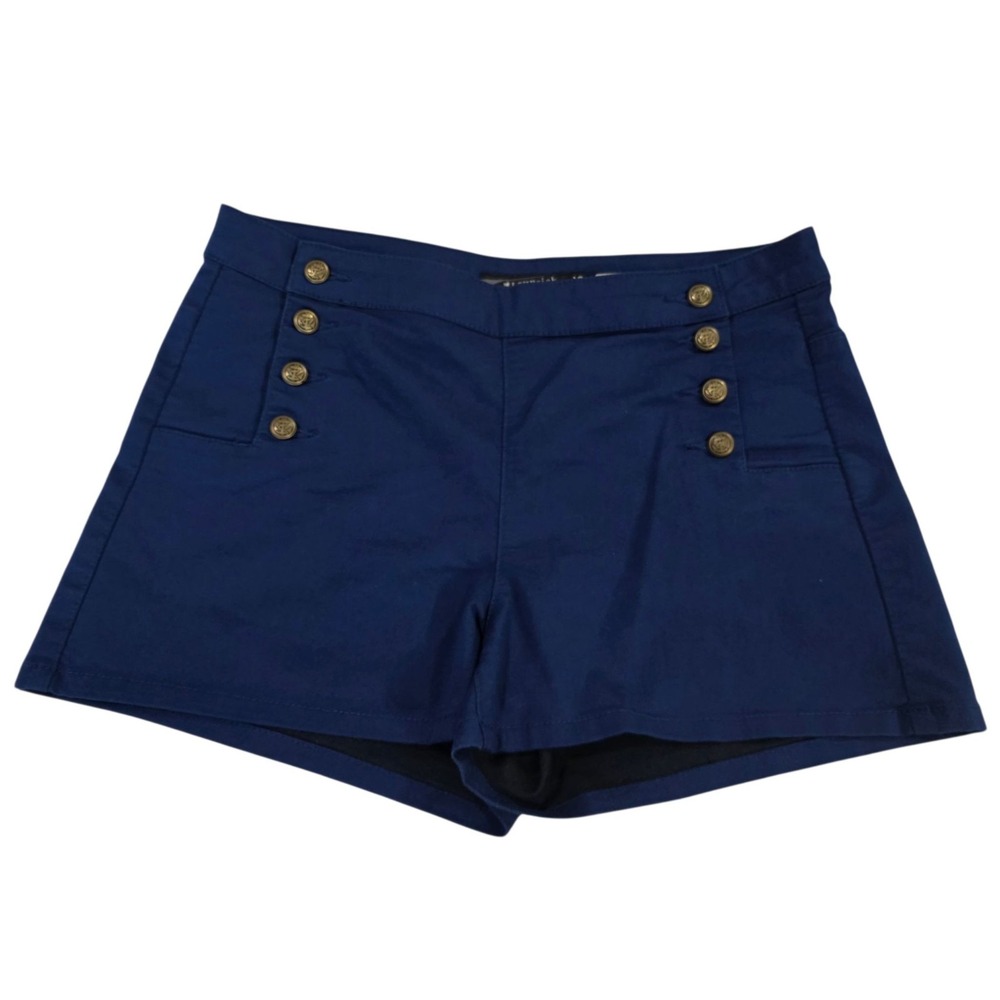 LOVESICK High Waisted Sailor Shorts Navy Blue Size 13 Button Fly Nautical Style